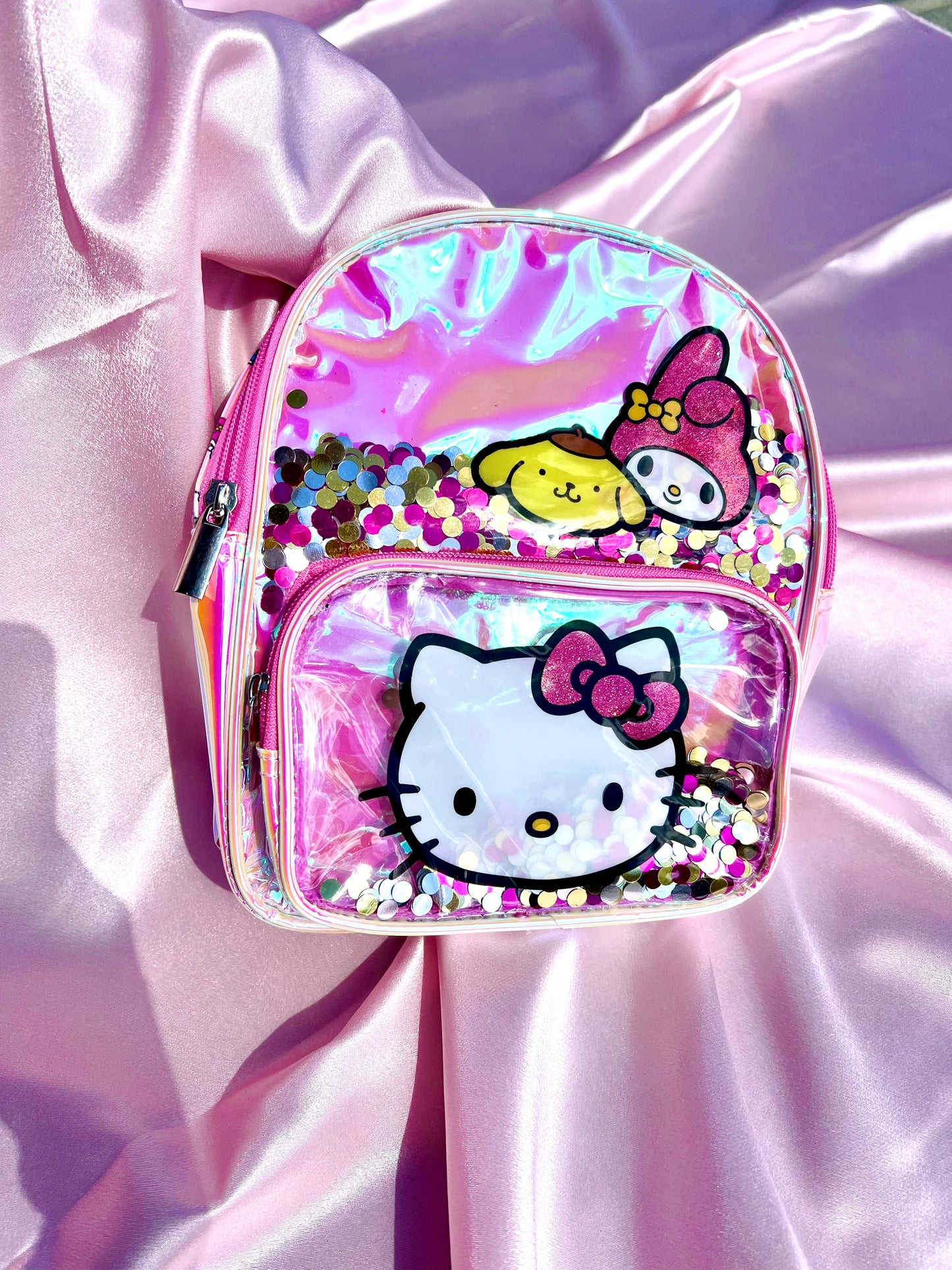 Pink holographic hello kitty backpack